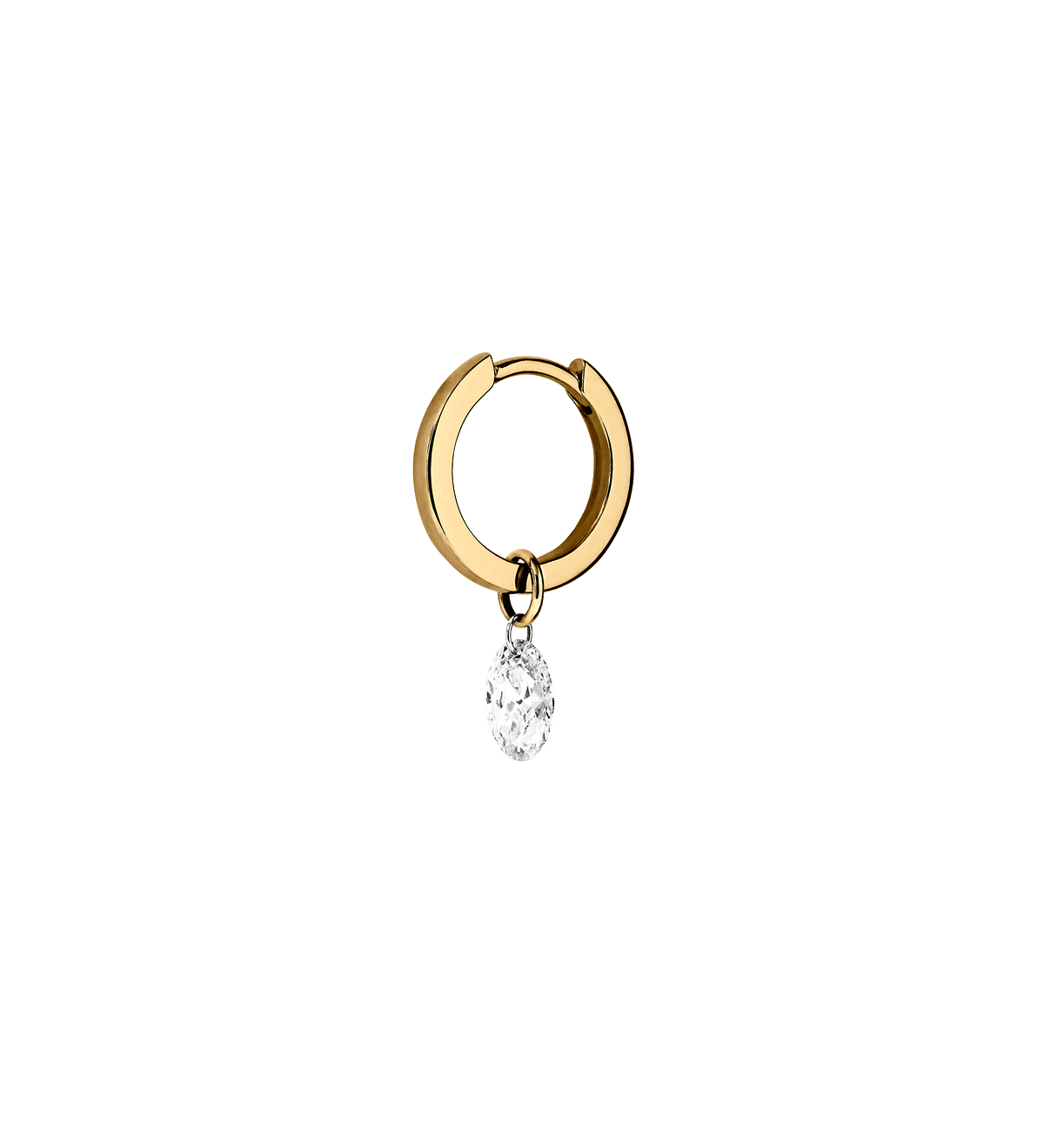 Dorsey - 14K FLOATING OVAL HUGGIE EARRING IN LAB DIAMOND, 14K YELLOW GOLD