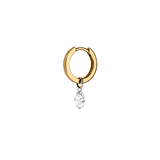 Dorsey - 14K FLOATING OVAL HUGGIE EARRING IN LAB DIAMOND, 14K YELLOW GOLD