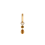 Dorsey - 14K FLOATING ROUND & PEAR HUGGIE EARRING IN AMBER LAB DIAMOND, 14K YELLOW GOLD