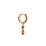 Dorsey - 14K FLOATING ROUND & PEAR HUGGIE EARRING IN AMBER LAB DIAMOND, 14K YELLOW GOLD