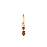 Dorsey - 14K FLOATING ROUND & PEAR HUGGIE EARRING IN COGNAC LAB DIAMOND, 14K YELLOW GOLD
