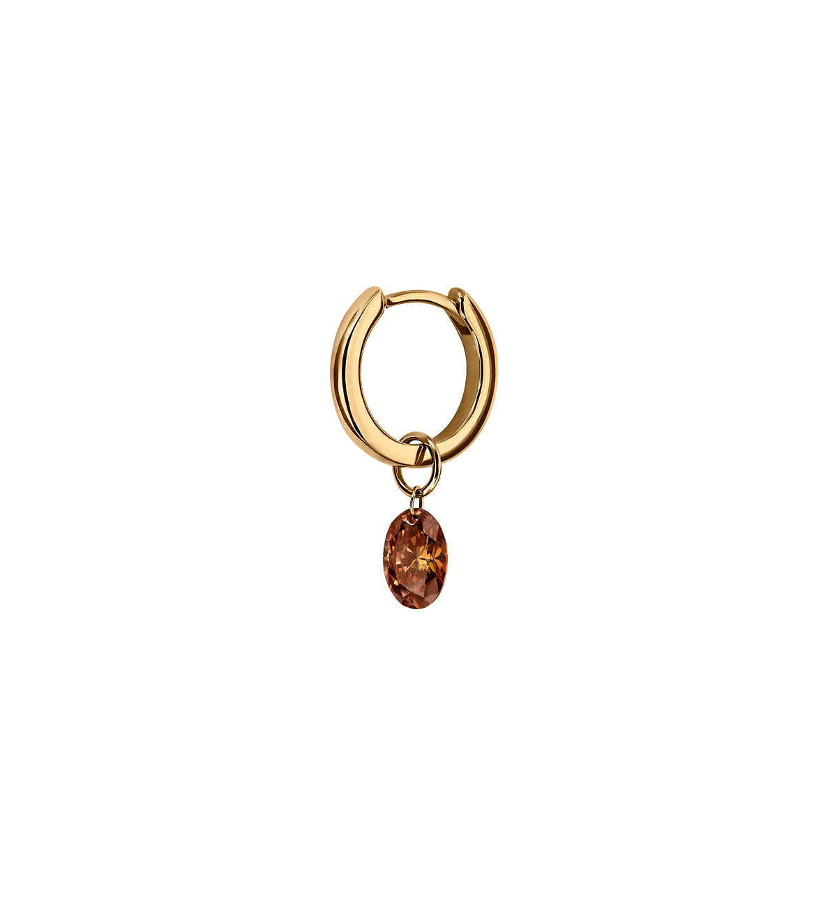 Dorsey - 14K FLOATING OVAL HUGGIE EARRING IN COGNAC LAB DIAMOND, 14K YELLOW GOLD