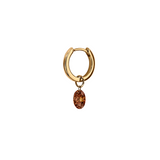 Dorsey - 14K FLOATING OVAL HUGGIE EARRING IN COGNAC LAB DIAMOND, 14K YELLOW GOLD