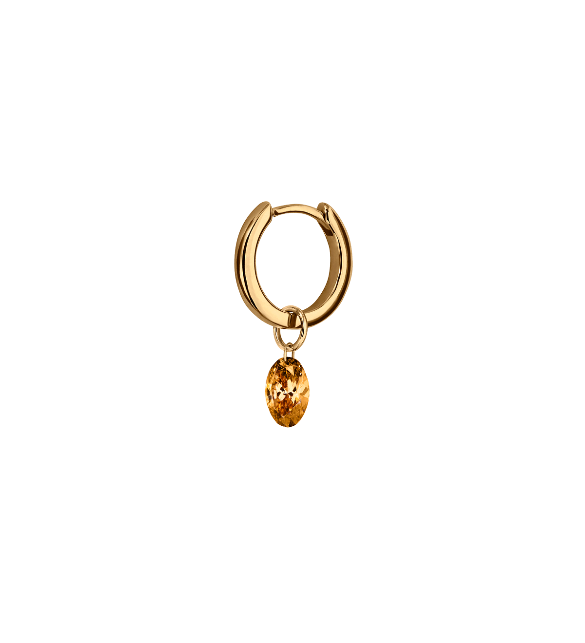 Dorsey - 14K FLOATING OVAL HUGGIE EARRING IN AMBER LAB DIAMOND, 14K YELLOW GOLD