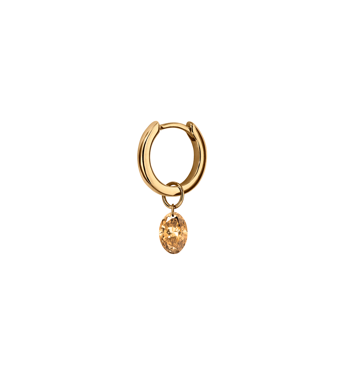Dorsey - 14K FLOATING OVAL HUGGIE EARRING IN CHAMPAGNE LAB DIAMOND, 14K YELLOW GOLD