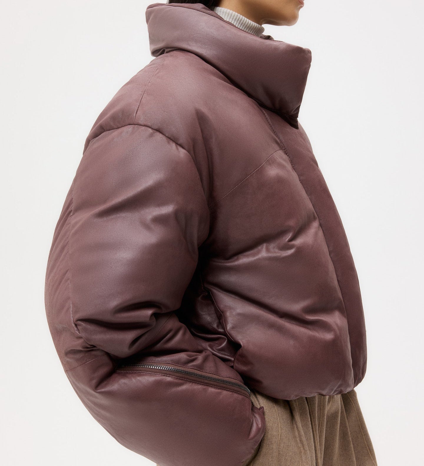 TWP - Puffer Raglan Jacket in Leather