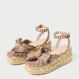 Loeffler Randall - Gaby Brown Gingham Bow Espadrille