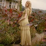 DÔEN - GARBO DRESS -- BURNISHED GOLD LACE