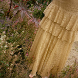 DÔEN - GARBO DRESS -- BURNISHED GOLD LACE