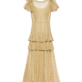 DÔEN - GARBO DRESS -- BURNISHED GOLD LACE