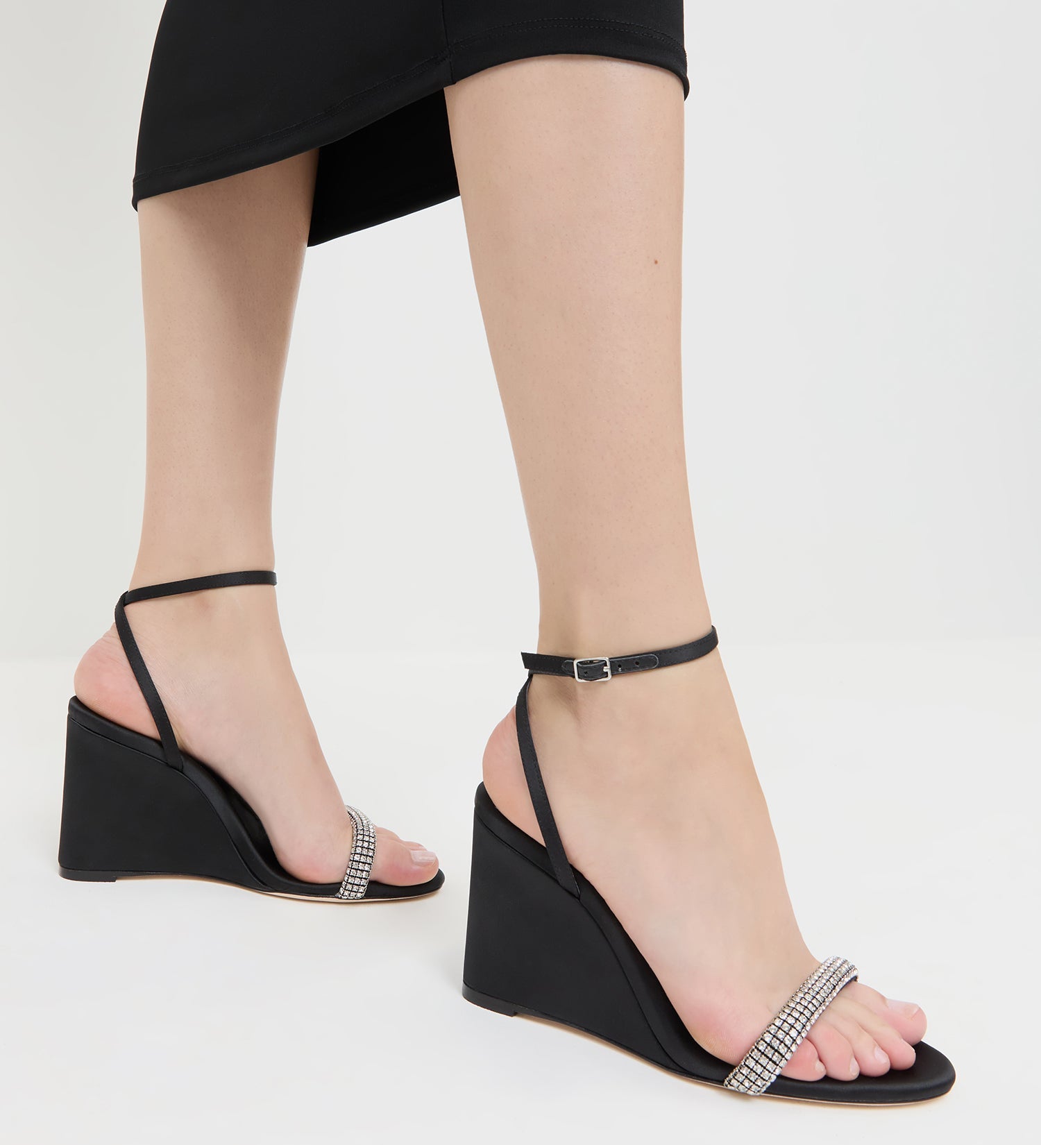 Loeffler Randall - Gavi Black/Diamond Satin Wedge