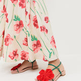 Loeffler Randall - Genevieve Red/Green Moiré Flower Sandal