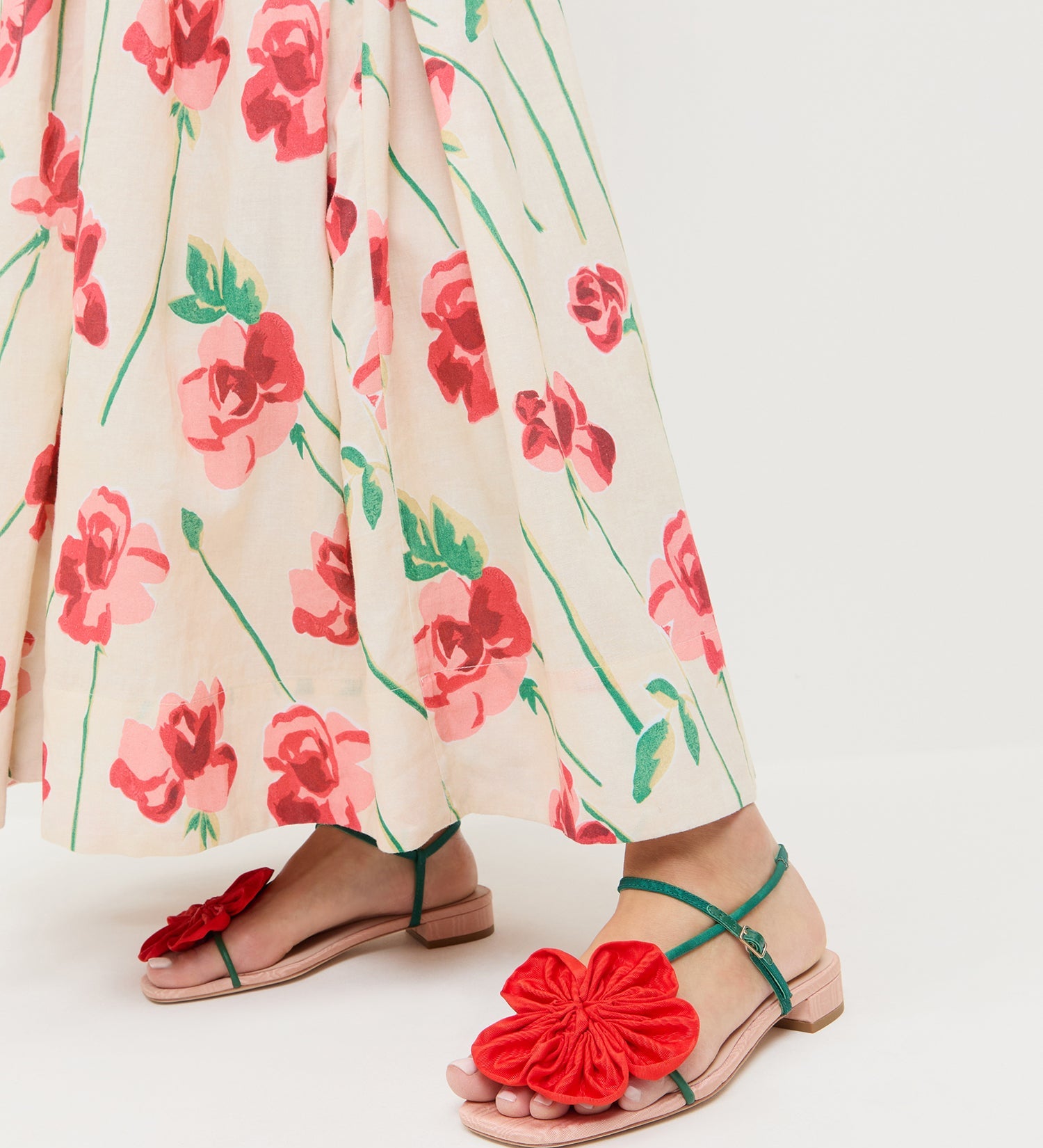 Loeffler Randall - Genevieve Red/Green Moiré Flower Sandal
