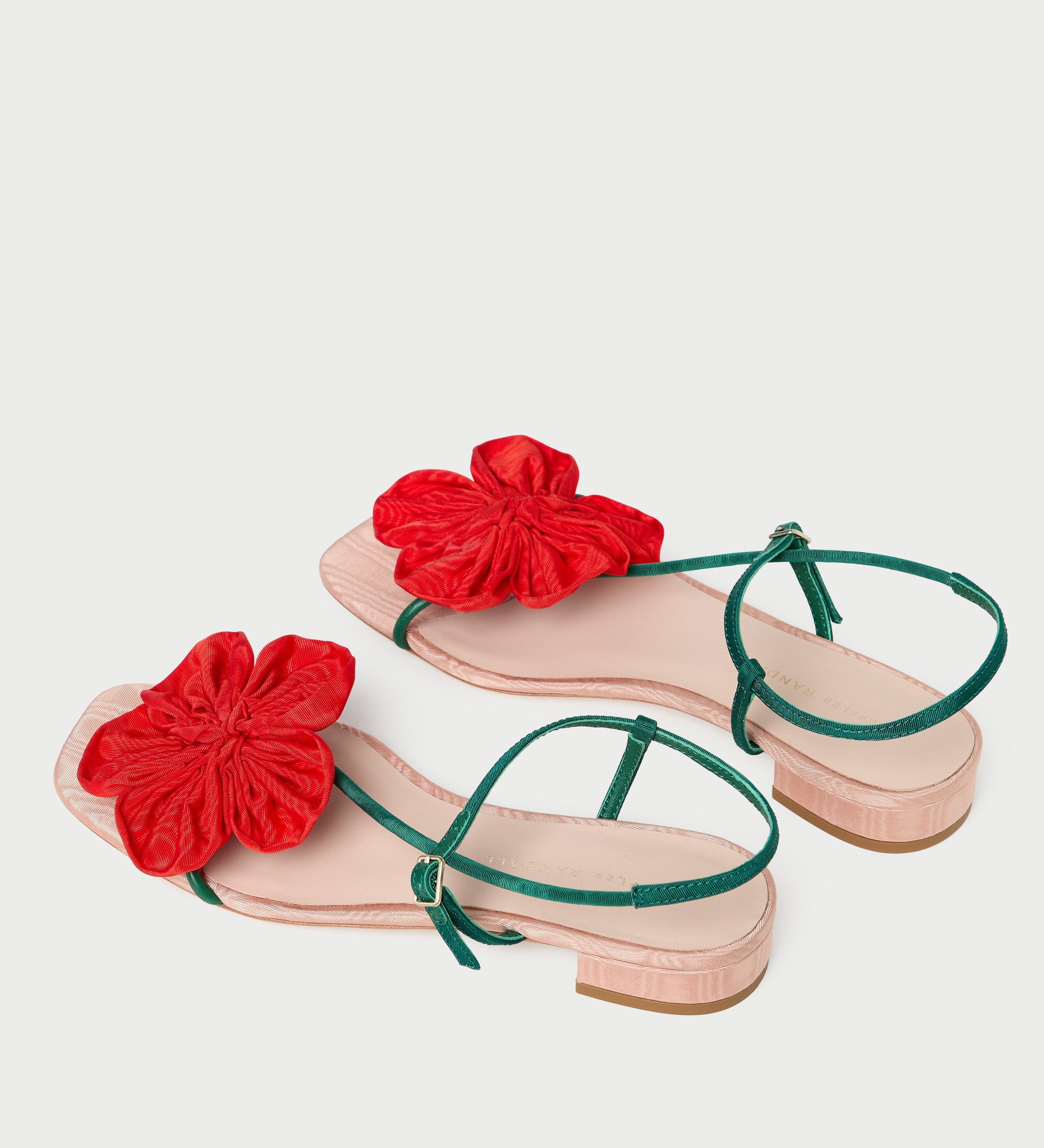 Loeffler Randall - Genevieve Red/Green Moiré Flower Sandal