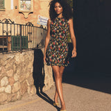 DÔEN - GIANNA DRESS -- NOIR WILD ROSE