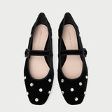 Loeffler Randall - Ginger Black/Crystal Velvet Mary Jane