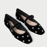 Loeffler Randall - Ginger Black/Crystal Velvet Mary Jane
