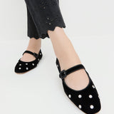 Loeffler Randall - Ginger Black/Crystal Velvet Mary Jane