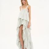 Chloé - High-low ruffled dress in silk habotai & lace