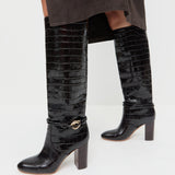 Loeffler Randall - Goldy Crocodile/Gold Leather Tall Boot