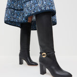 Loeffler Randall - Goldy Black/Gold Leather Tall Boot