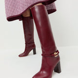 Loeffler Randall - Goldy Wine/Gold Leather Tall Boot