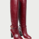 Loeffler Randall - Goldy Wine/Gold Leather Tall Boot