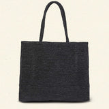 DÔEN - GRANDE MATHILDE BAG -- BLACK RAFFIA