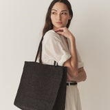 DÔEN - GRANDE MATHILDE BAG -- BLACK RAFFIA