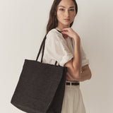 DÔEN - GRANDE MATHILDE BAG -- BLACK RAFFIA