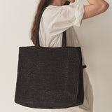 DÔEN - GRANDE MATHILDE BAG -- BLACK RAFFIA