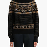 Khaite - Guy Sweater in Black and Camel Multi
