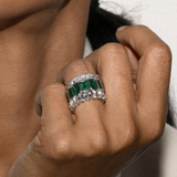 Dorsey - EMERALD CUT BEZEL NANO CRYSTAL EMERALD ETERNITY BAND, SILVER
