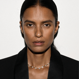 Dorsey - PETITE JULIEN TRILLION CUT, LAB WHITE SAPPHIRE GOLD BAR NECKLACE