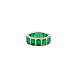 Dorsey - EMERALD CUT BEZEL NANO CRYSTAL EMERALD ETERNITY BAND, SILVER