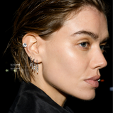 Dorsey - 14K HUGGIE EARRING WITH FLOATING GRADUATED CHARM IN LAB DIAMOND