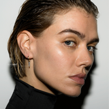 Dorsey - 14K HUGGIE EARRING WITH FLOATING GRADUATED CHARM IN LAB DIAMOND