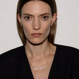 Dorsey - LARGE CURVE, LAB WHITE SAPPHIRE GOLD NECKLACE