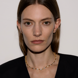 Dorsey - PETITE JULIEN TRILLION CUT, LAB WHITE SAPPHIRE GOLD BAR NECKLACE
