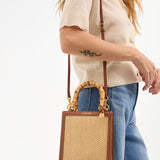 Veronica Beard - Raffia Shopper Bag with Bamboo-Handle