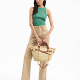 Veronica Beard Raffia Dash Basket Tote