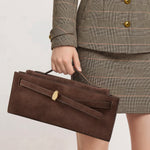 Veronica Beard Brown suede handbag with gold clasp