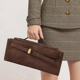Veronica Beard Brown suede handbag with gold clasp