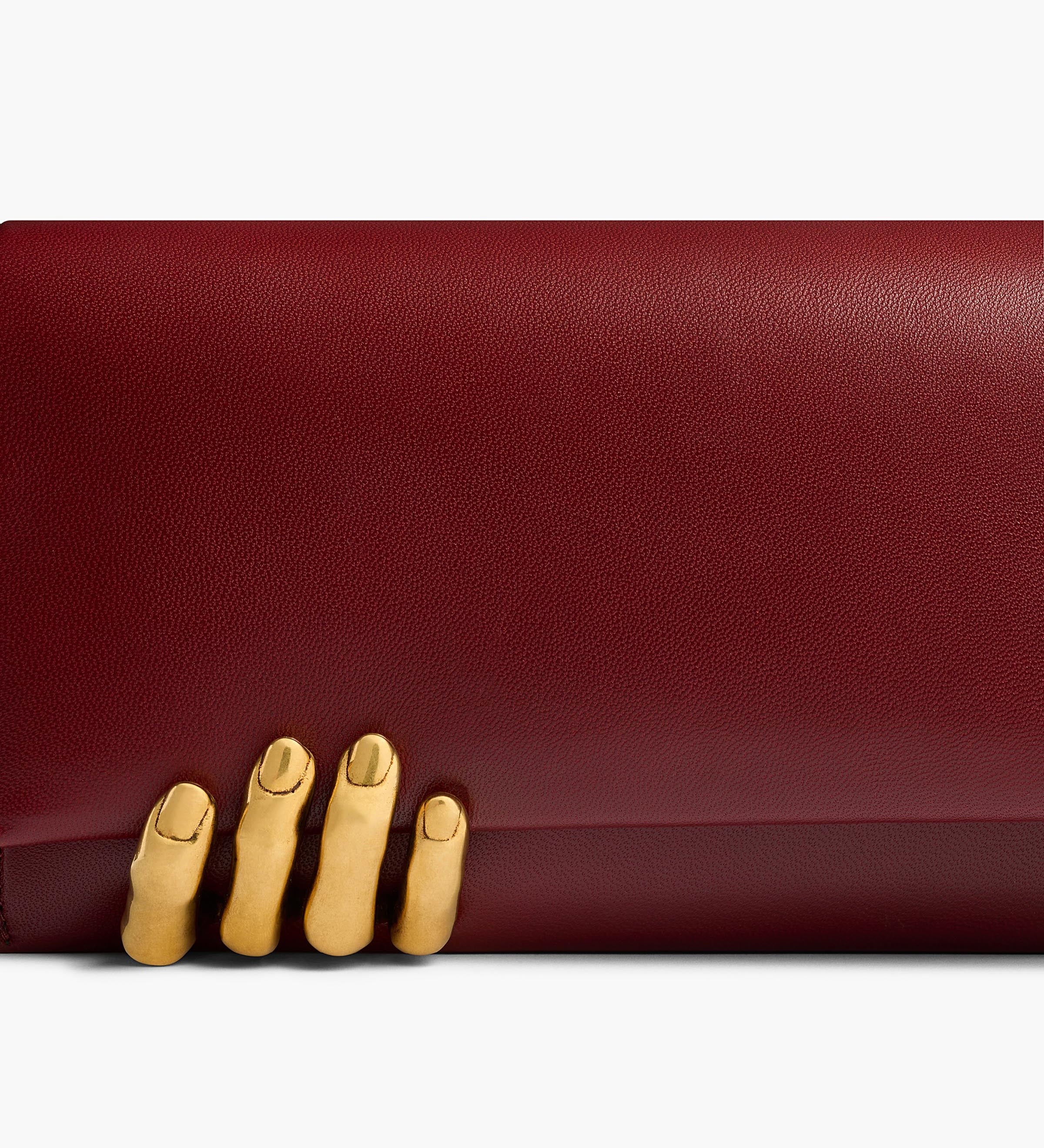 Khaite - Sculpted Hand Clutch in Oxblood Leather