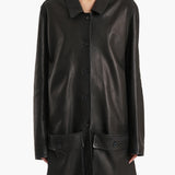 Khaite - Harmon Coat in Black Washed Leather