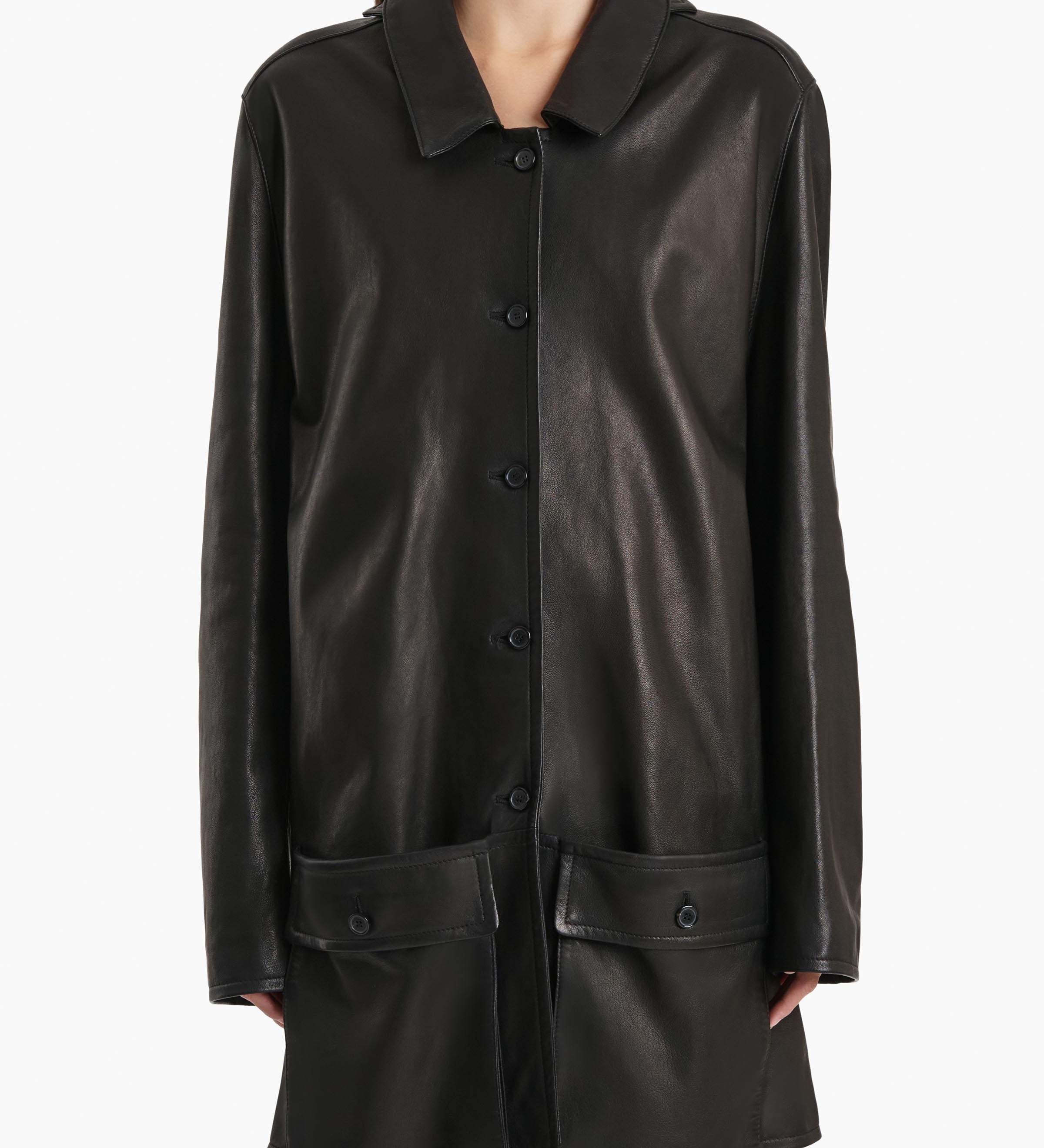 Khaite - Harmon Coat in Black Washed Leather