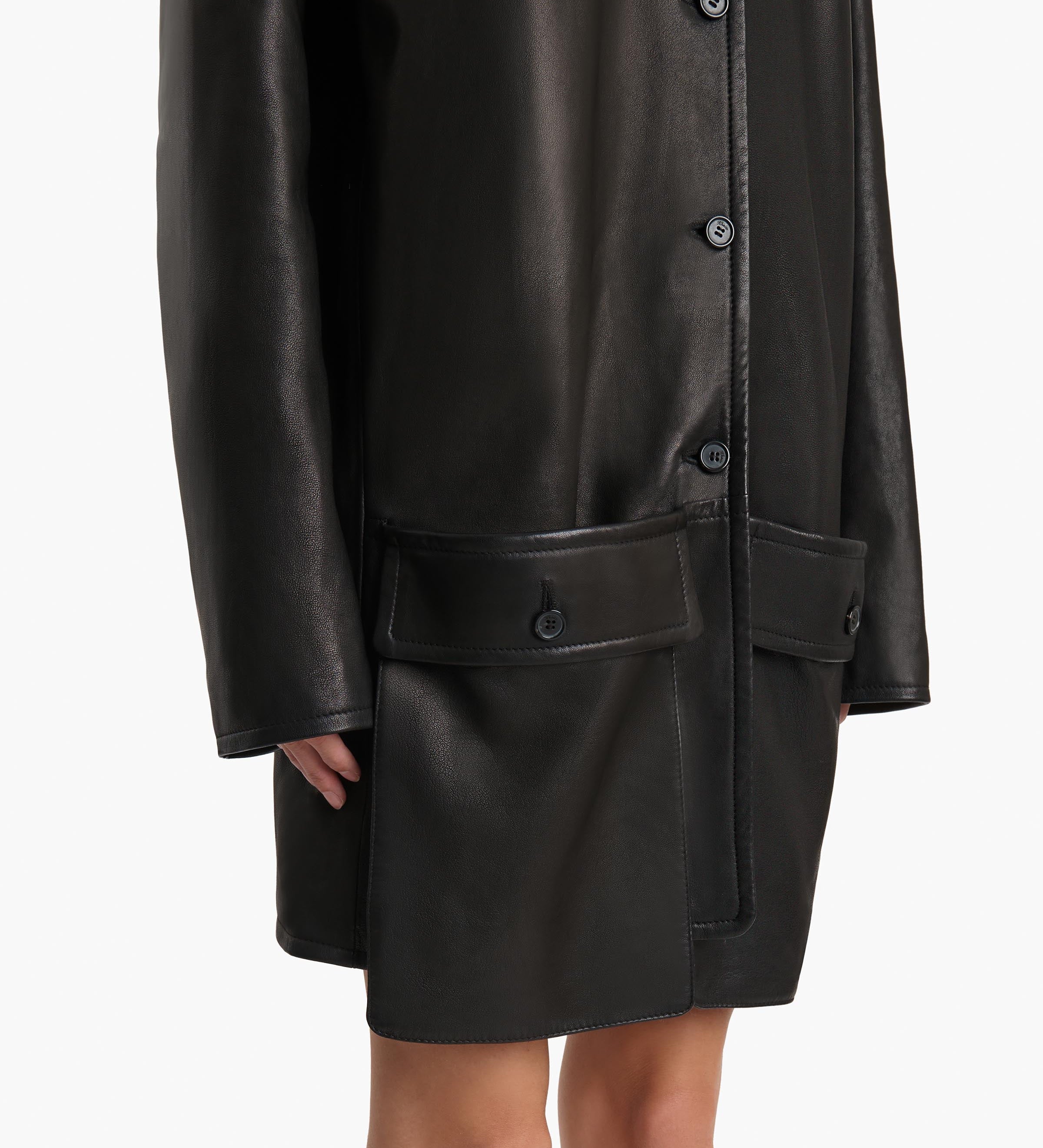 Khaite - Harmon Coat in Black Washed Leather