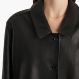 Khaite - Harmon Coat in Black Washed Leather