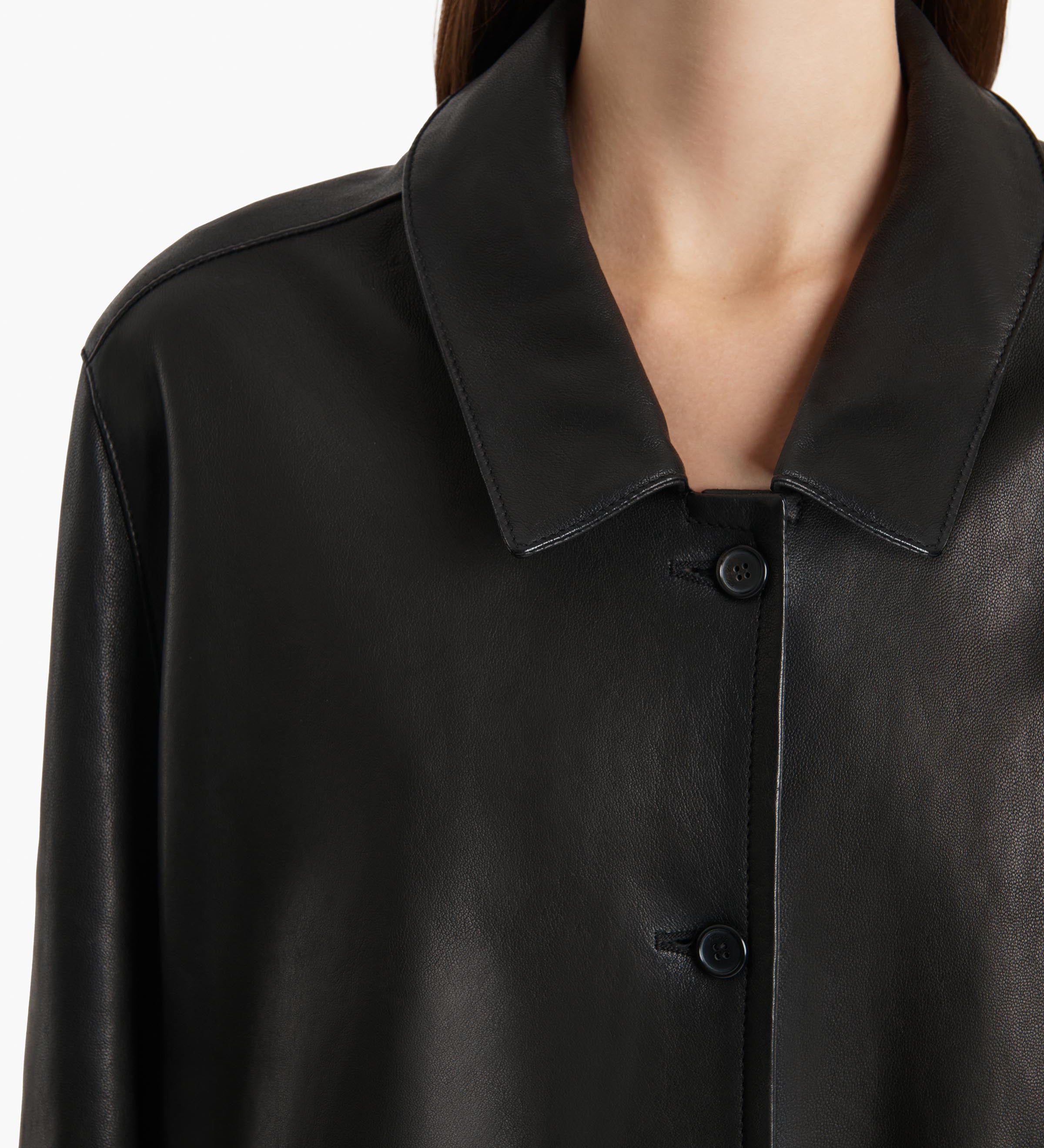 Khaite - Harmon Coat in Black Washed Leather