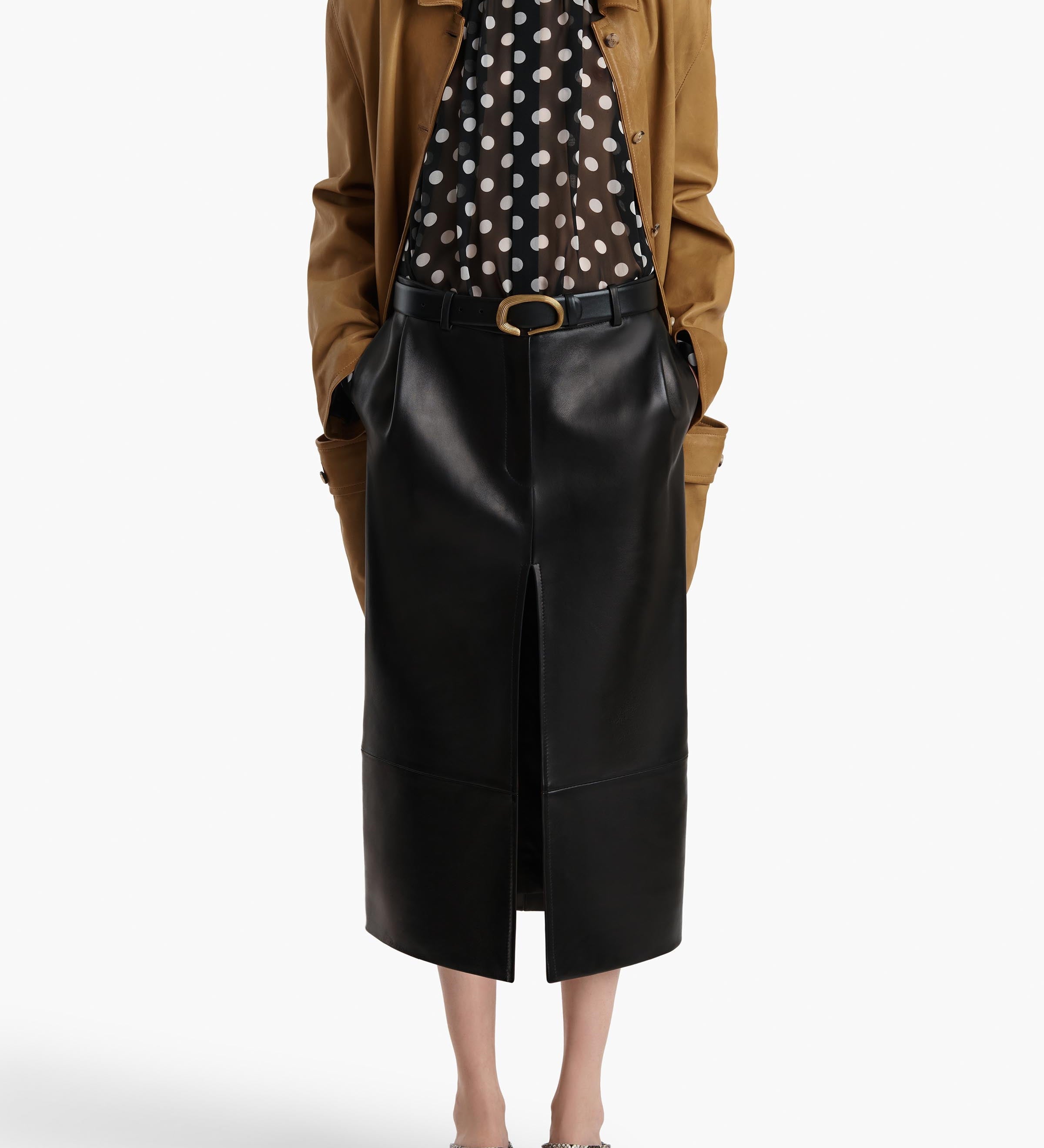 Khaite - Harmon Coat in Golden Ochre Washed Leather